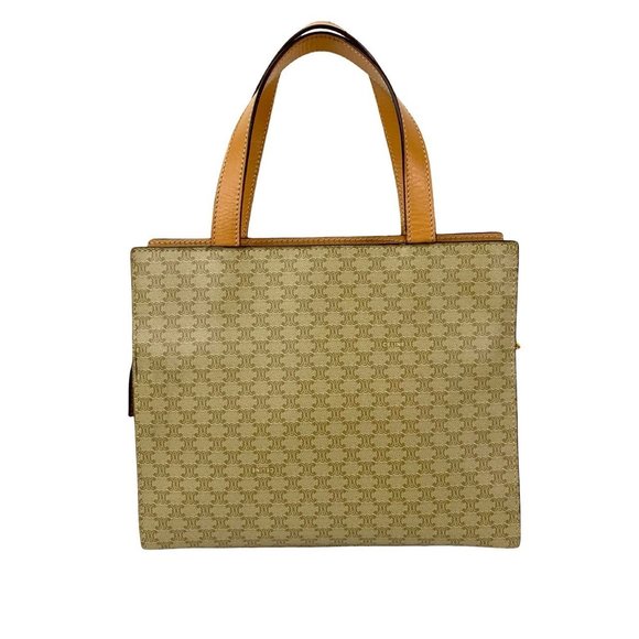 CELINE Macadam Blason Triomphe Pattern Logo Ring Hardware Leather 2-Way Handb... - Picture 3 of 10